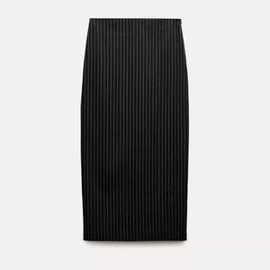Zara Black Pinstripe Limited Edition Midi Skirt